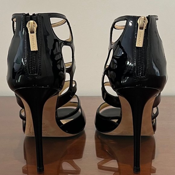 EUC Jimmy Choo Ren 100 Cut Out Black Leather Heels - Picture 6 of 13